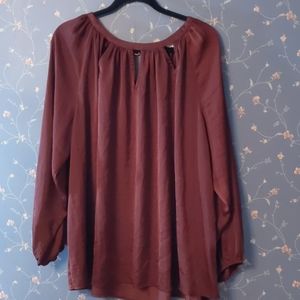Jennifer Lopez 3x dark wine silky blouse top